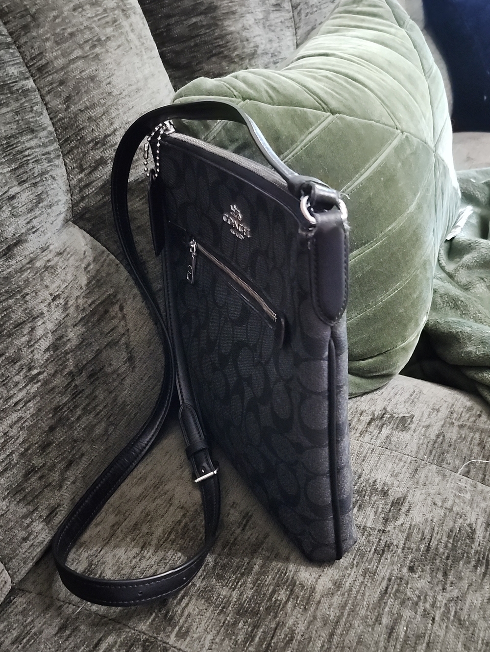 Coach Black Signature Crossbody with Silver Hardware - Picture 3 of 15